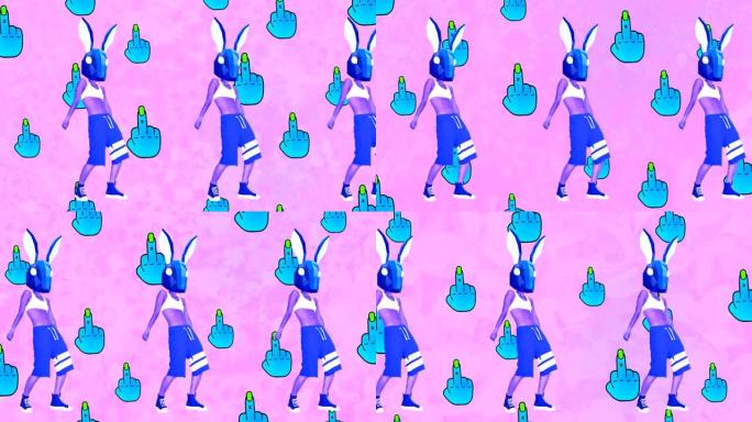 时尚动画设计。跳舞的兔子怪胎。谁干了你的一天？夜总会的理想选择
