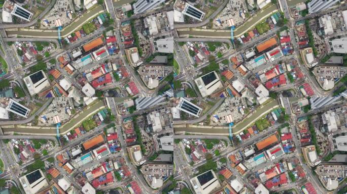 吉隆坡市中心屋顶交通街道河畔湾空中俯拍全景4k马来西亚