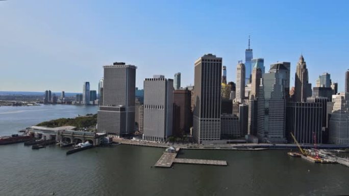 纽约曼哈顿天际线全景白厅轮渡码头码头从美国新泽西州史坦顿岛出发