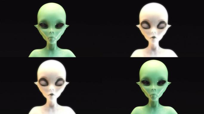 变形的外星人脸的3D动画