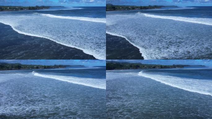【4K航拍】唯美白色浪花一波波涌向岸边
