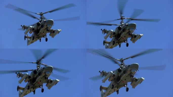 空中的军用直升机军事直升机军事演戏阿帕奇