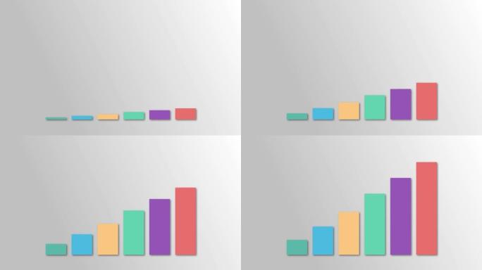 图形彩色列增长图表市场动画3d