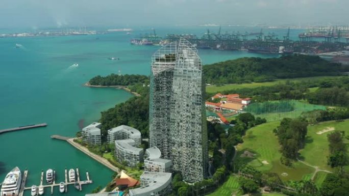 新加坡城市晴天公寓海湾综合港湾空中全景4k