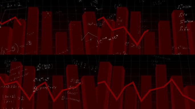 数学方程和红色图的数据处理动画