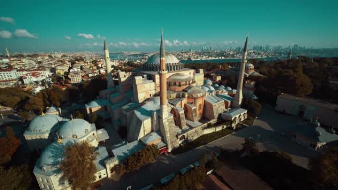 伊斯坦布尔圣索菲亚大教堂的鸟瞰图