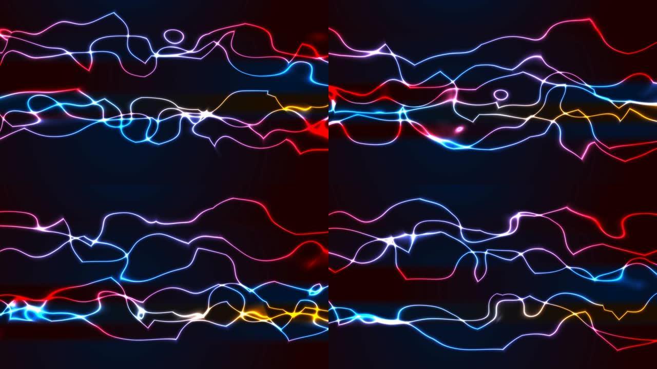 彩色霓虹灯曲线抽象技术运动背景