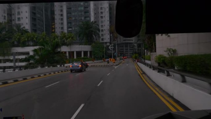 下雨天吉隆坡城市小印度巴士公路旅行前pov全景4k马来西亚