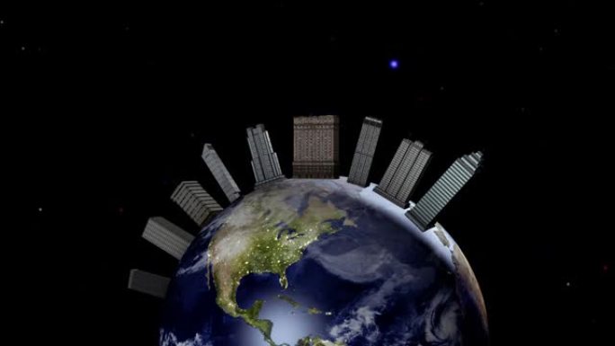 地球上大型摩天大楼的动画