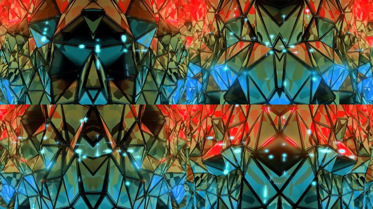 抽象多边形三角形背景金属低聚动画