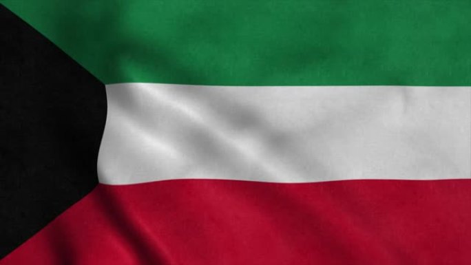 科威特国旗在风中飘扬。科威特国旗国