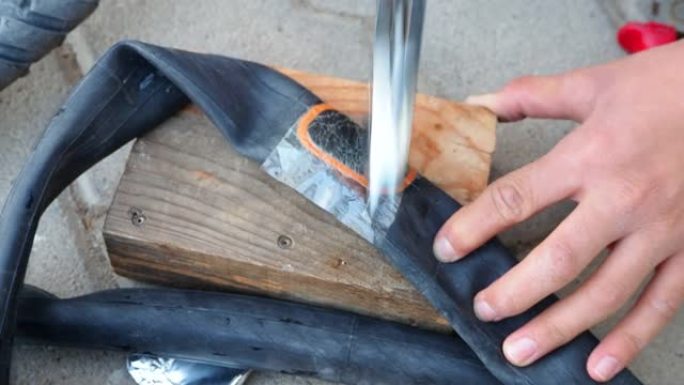 修理自行车轮胎，修理爆胎，