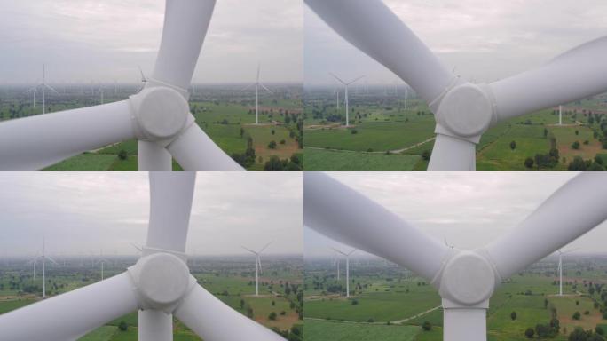 早晨从空中看风力涡轮机-可持续发展，环境友好，可再生能源概念。