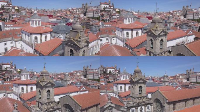 阳光明媚的日子圣弗朗西斯科教堂空中全景4k葡萄牙
