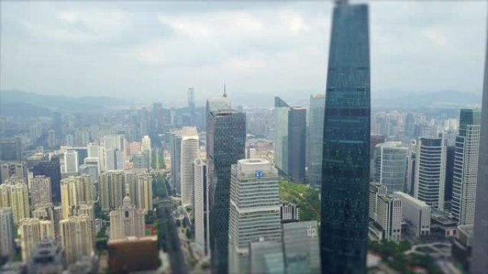 白天时间广州市市中心国际金融公司歌剧院空中全景倾斜移动4k中国