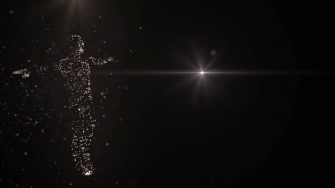 粒子金光的人体全息图3D动画