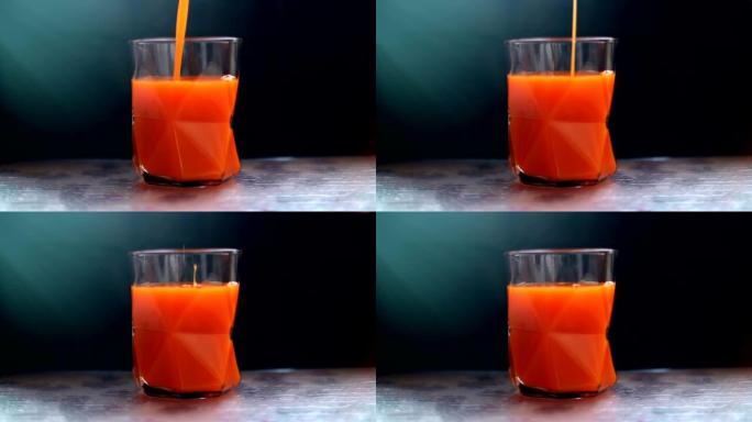 玻璃慢动作中的胡萝卜汁
