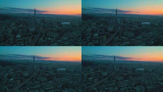 日出时远离台北市市中心地标建筑风景风光