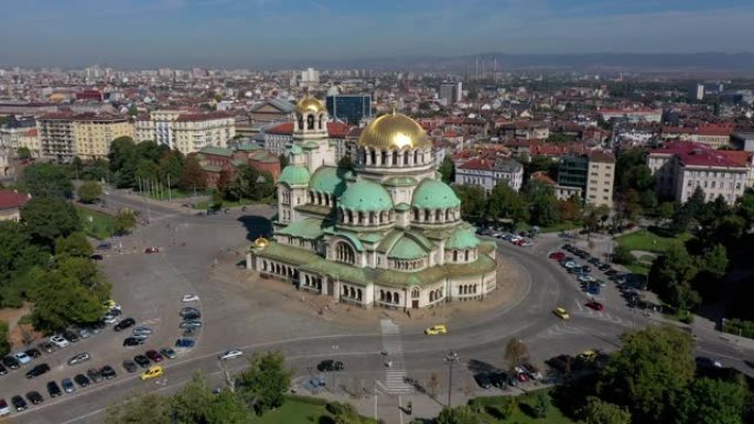 保加利亚索非亚亚历山大·涅夫斯基大教堂的鸟瞰图