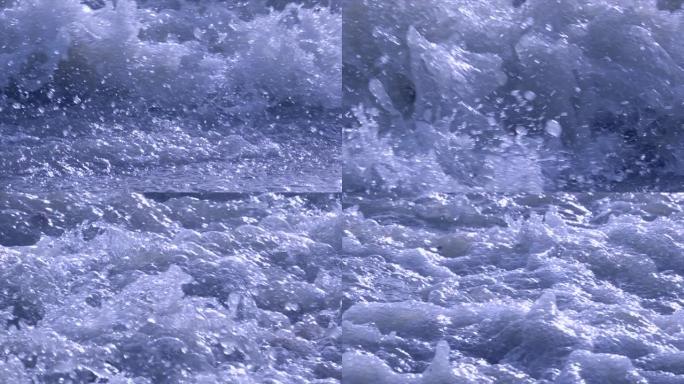 海滩上的近距离波浪超级慢动作