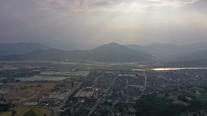 庆州市俯拍鸟瞰全景航拍山川城镇