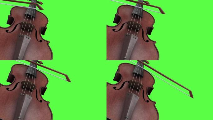 绿色背景上的3d动画小提琴