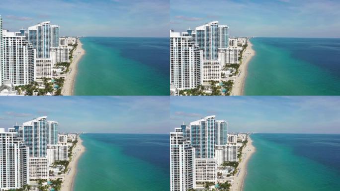 迈阿密海滩上建筑物的空中4k镜头