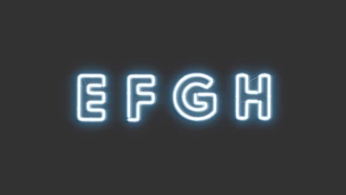 霓虹灯E F G H符号，电子字体模型