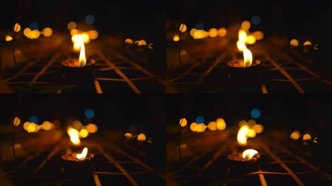 泰国文化之夜蜡烛上的火焰