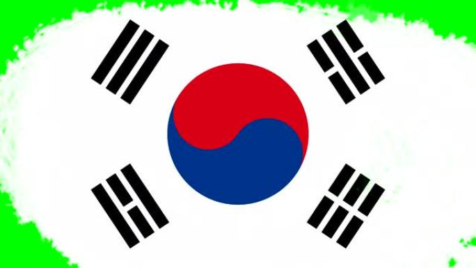 4K - 3种不同的油漆笔刷风格的过渡动画与韩国国旗