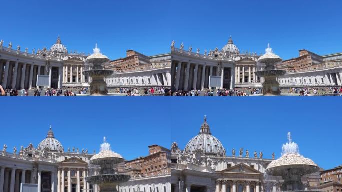 罗马意大利圣彼得广场梵蒂冈游客放大