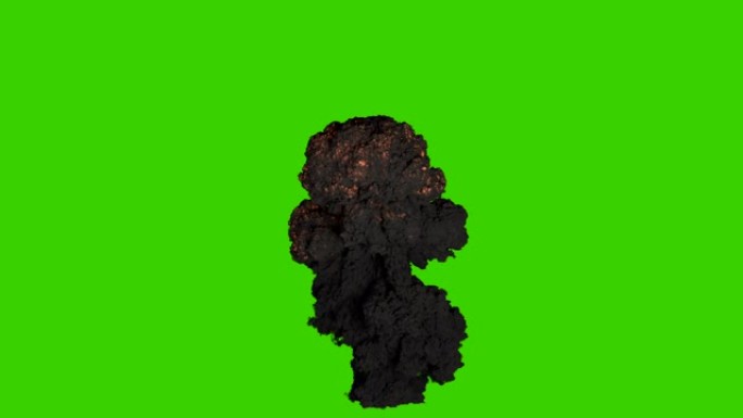 浓浓的黑烟燃料爆炸。黑烟爆炸，炸药爆炸。绿屏前的VFX动画。