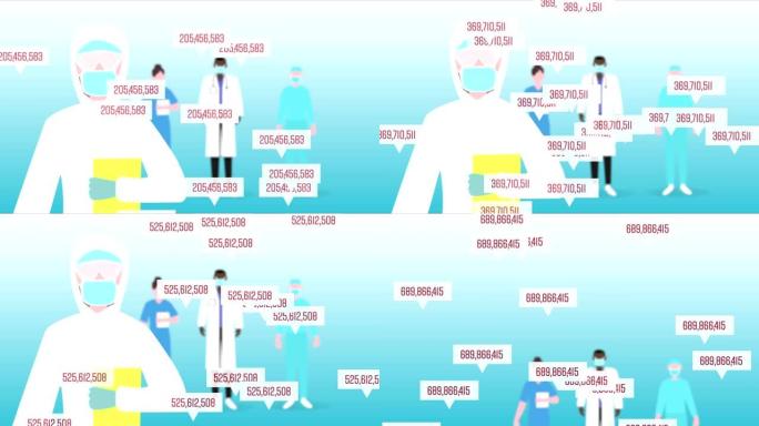 随着医务人员人数的增加，泡沫演讲的动画