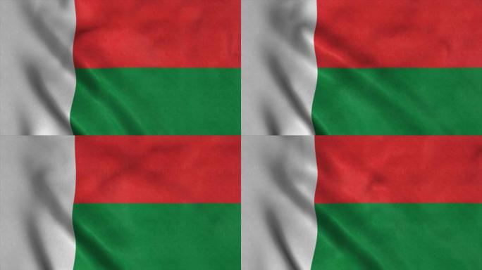 马达加斯加国旗迎风飘扬。4 k