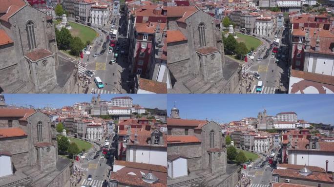 圣弗朗西斯科教堂交通街空中全景4k葡萄牙日间时间