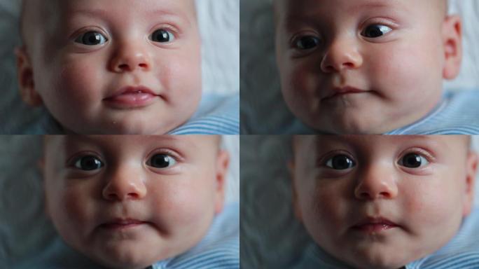 甜蜜的婴儿出生在生命的第一个月特写脸