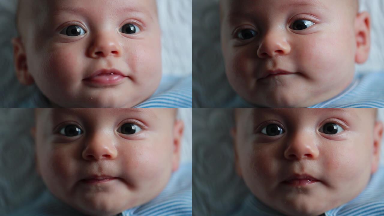 甜蜜的婴儿出生在生命的第一个月特写脸