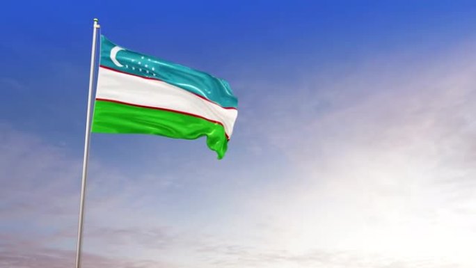 带有空军的乌兹别克斯坦国旗。