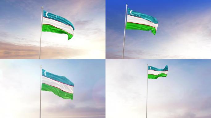 带有空军的乌兹别克斯坦国旗。