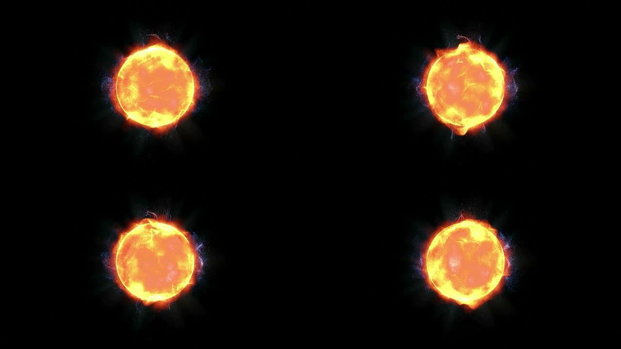 我们的太阳系的明亮的黄色太阳用太阳耀斑和美丽的粒子进行逼真的3D渲染