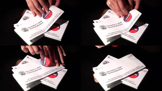 选举人票贴纸从选票上撕下来
