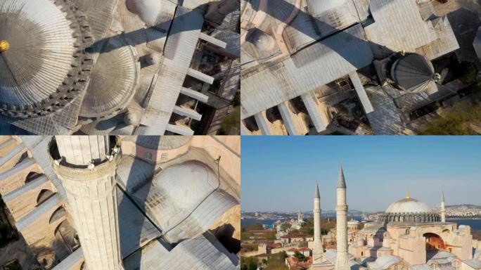 伊斯坦布尔市海和圣索菲亚大教堂鸟瞰图3