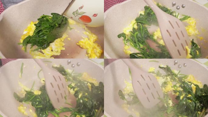融化椰子油炒菠菜鸡蛋 (4)