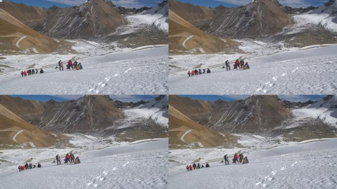 登山 磨炼 攀登之路 航拍雪山