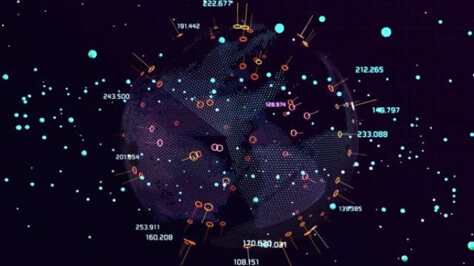 科技地球旋转，数据围绕粒子流动