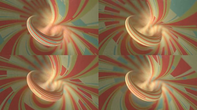 具有景深的数字抽象背景。彩色曲线线条图案循环动画。催眠的视错觉。3d渲染。4K, UHD