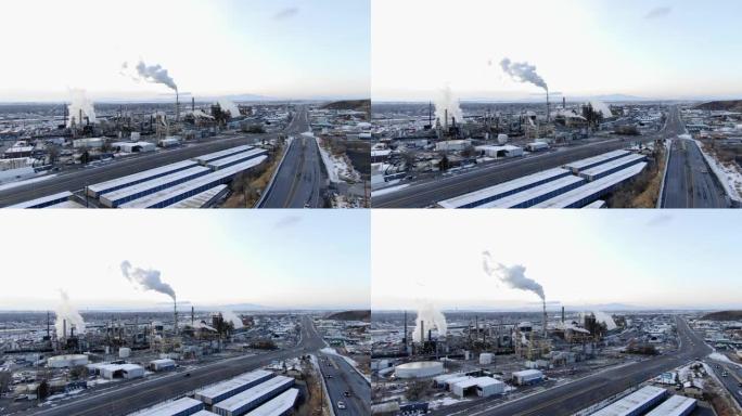 一家炼油厂的4k鸟瞰图