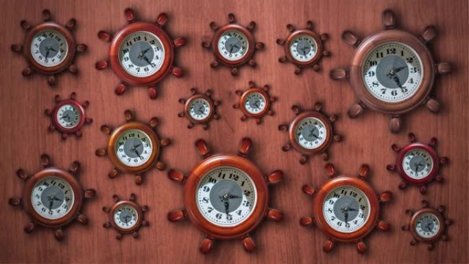 许多船舵形状的时钟