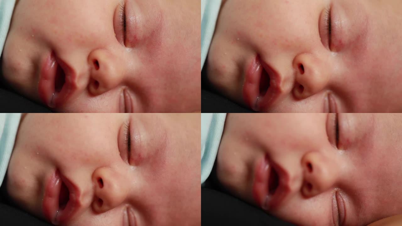婴儿睡眠的宏特写素材