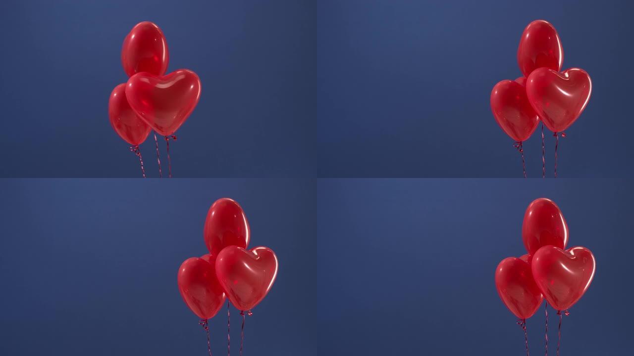 情人节或圣诞节礼物的装饰元素，色键上的红色心形气球。
